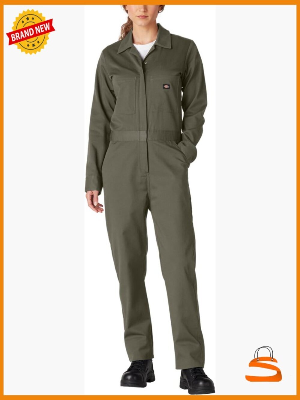 Long Sleeve Cotton Twill Work Coverall with Elastic Waist